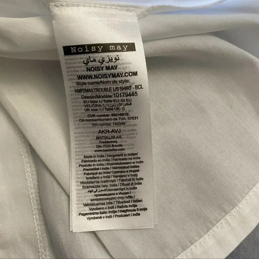 Noisy May Crisp white shirt open back sexy Large (check measurements) EUC - Picture 9 of 11
